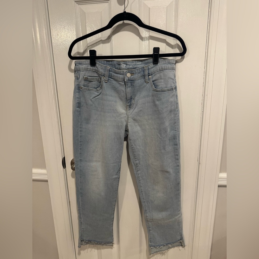 GAP Denim Straight Crop Jeans in Light Blue